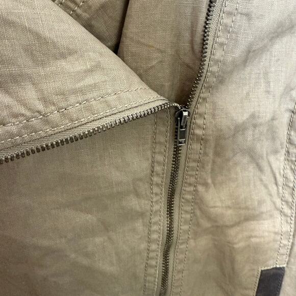 EILEEN FISHER Women's Petite L Organic Coated Linen Utility Moto Jacket Stone - Picture 9 of 16